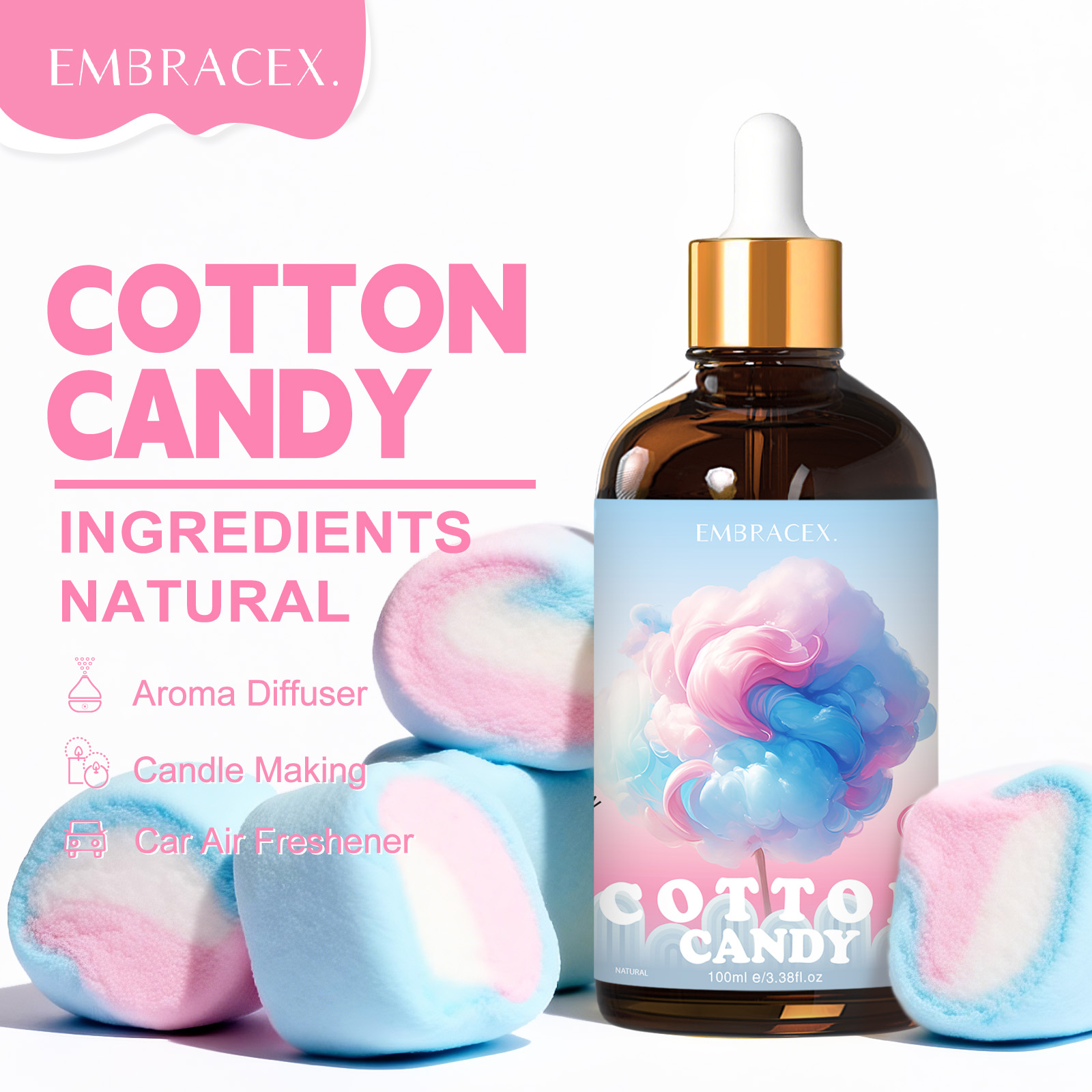 Home Fragrance Accessories - 100ml Pamuk Şeker Esansiyel Yağı Difüzörler