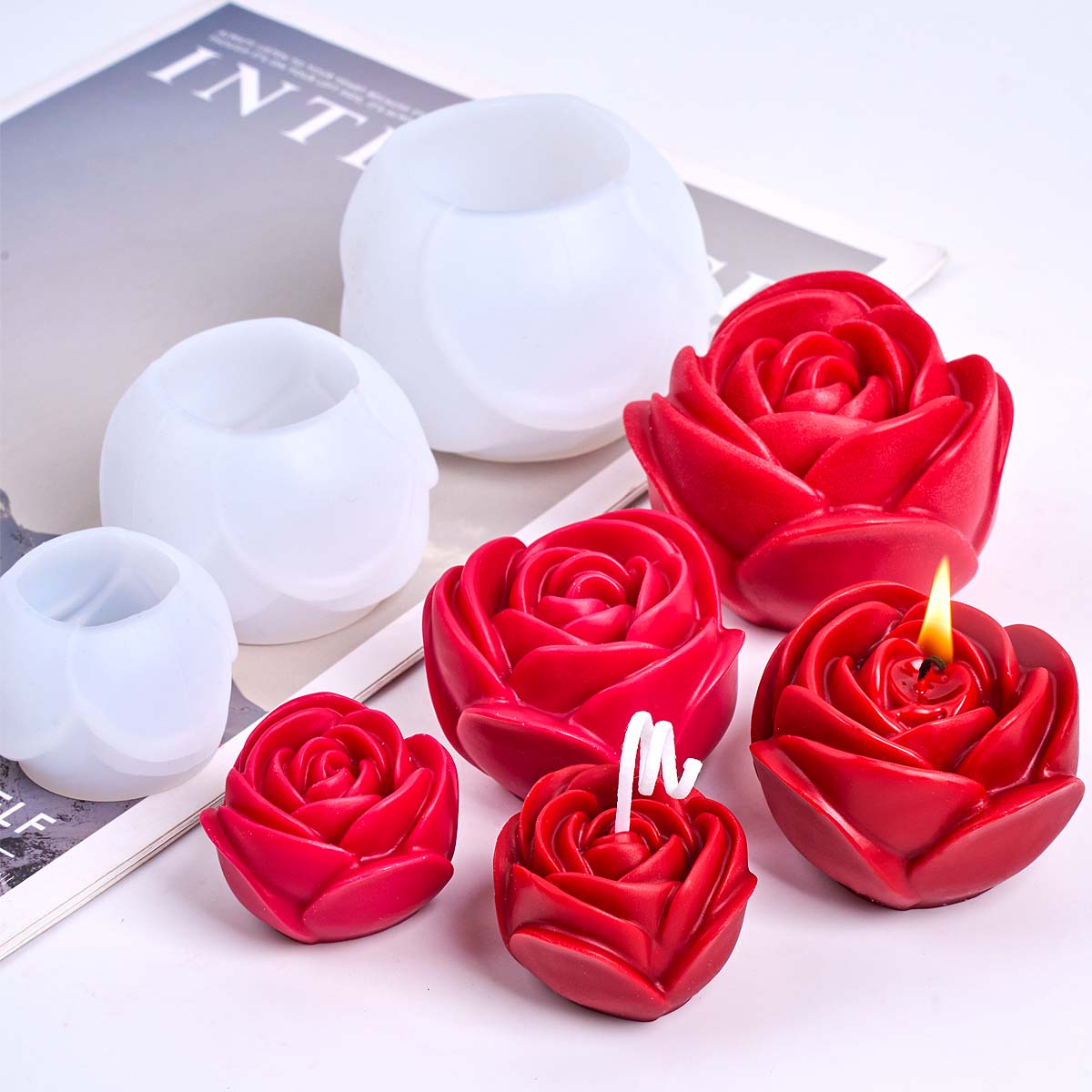 3D Çiçek Şekli Silikon Mum Kal - Home Fragrance Rose incelemesi ve fiyatı